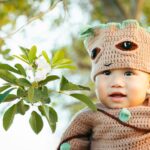 Handmade crochet baby pacifier clip with wooden beads